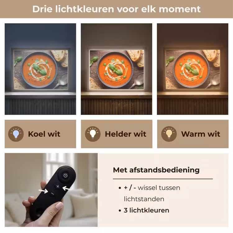 Eten - Soep - Basilicum - Rustiek - Rood Light Box met batterij (Wandlamp) middel -USP_lichtkleurNL