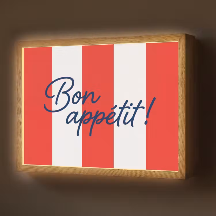 Eten - Spreuk - Keuken - Grafisch - Rood-Wit Light Box met batterij (Wandlamp) middel -z3d_website