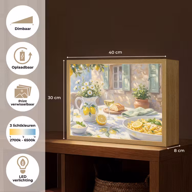Eten - Terras - Zomer - Geschilderd - Geel Light Box met batterij (Wandlamp) middel -USP_websiteoverzichtNL