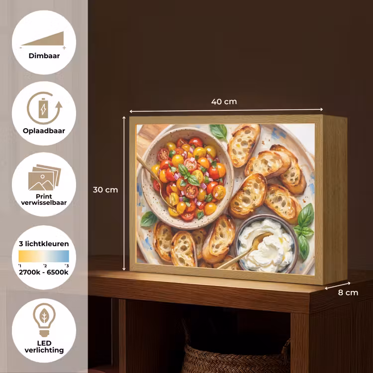 Eten - Tomaat - Brood - Kleurrijk - Keuken Light Box met batterij (Wandlamp) middel -USP_websiteoverzichtNL