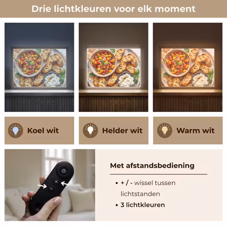 Eten - Tomaat - Brood - Kleurrijk - Keuken Light Box met batterij (Wandlamp) middel -USP_lichtkleurNL