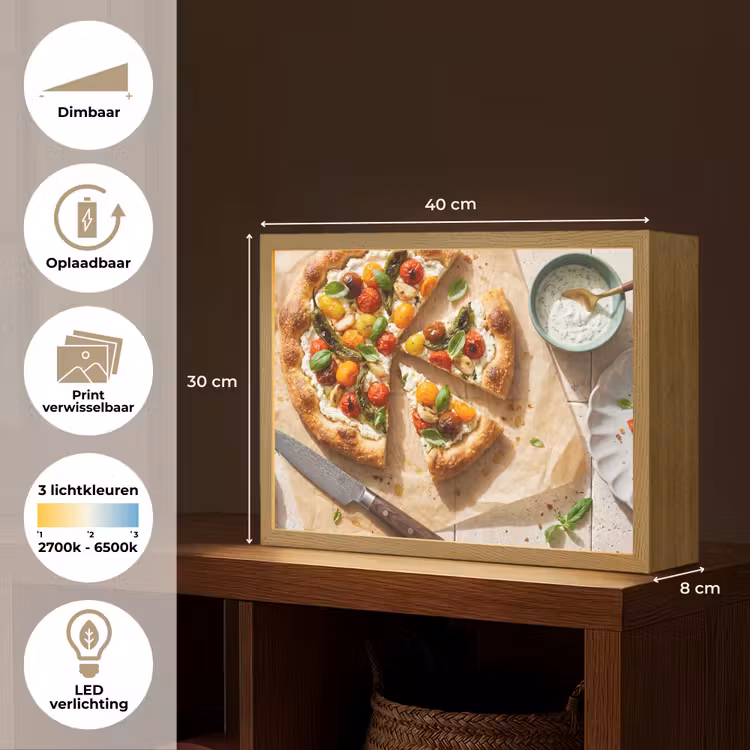 Eten - Tomaten - Basilicum - Maaltijd - Vers Light Box met batterij (Wandlamp) middel -USP_websiteoverzichtNL