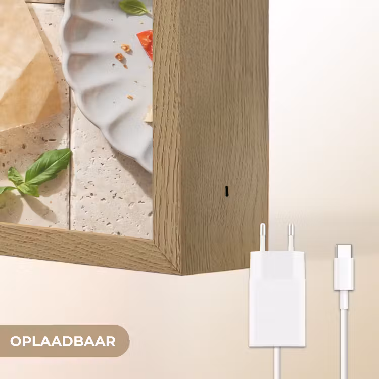 Eten - Tomaten - Basilicum - Maaltijd - Vers Light Box met batterij (Wandlamp) middel -USP_websiteoplaadbaarNL