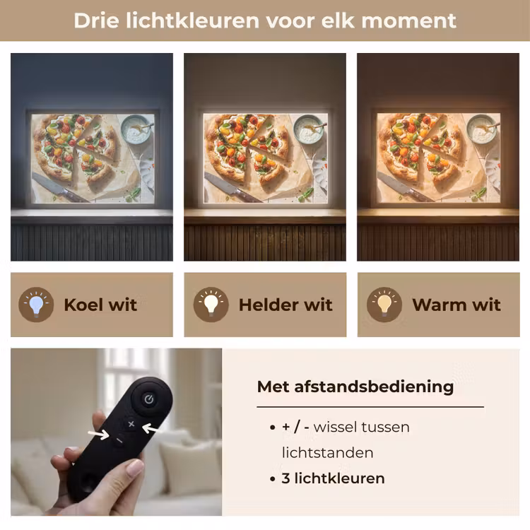 Eten - Tomaten - Basilicum - Maaltijd - Vers Light Box met batterij (Wandlamp) middel -USP_lichtkleurNL