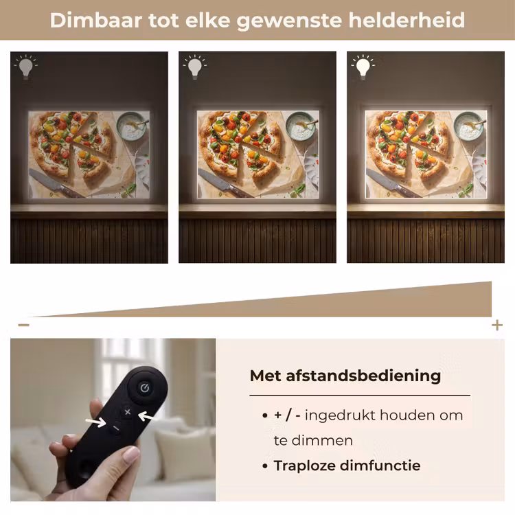 Eten - Tomaten - Basilicum - Maaltijd - Vers Light Box met batterij (Wandlamp) middel -USP_dimbaarNL