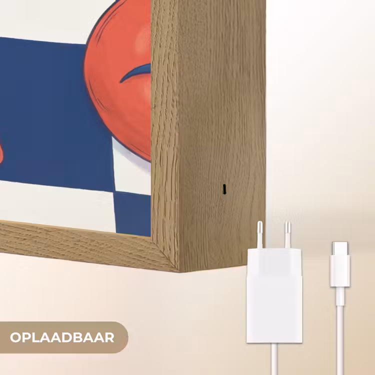 Eten - Tomaten - Keuken - Illustratie - Rood-Blauw Light Box met batterij (Wandlamp) middel -USP_websiteoplaadbaarNL
