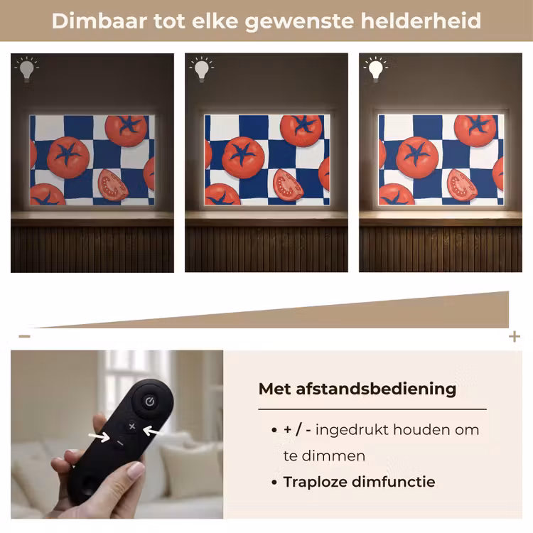 Eten - Tomaten - Keuken - Illustratie - Rood-Blauw Light Box met batterij (Wandlamp) middel -USP_dimbaarNL