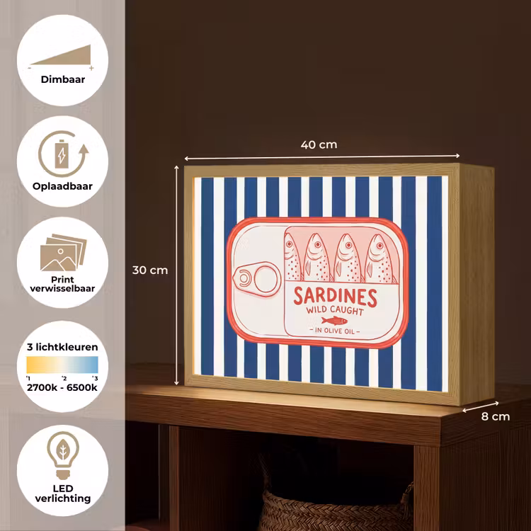 Eten - Vis - Blik - Illustratie - Rood Light Box met batterij (Wandlamp) middel -USP_websiteoverzichtNL