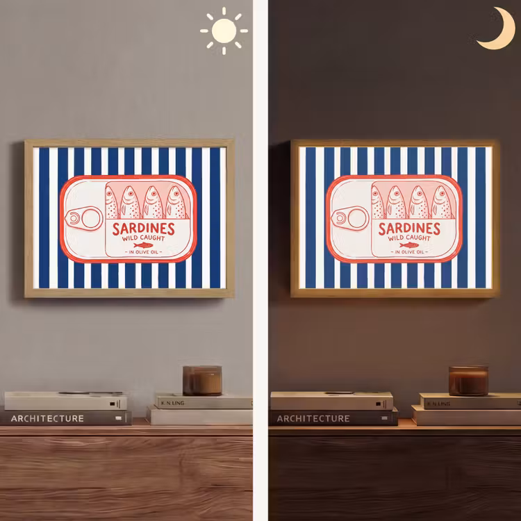 Eten - Vis - Blik - Illustratie - Rood Light Box met batterij (Wandlamp) middel -sfeer3