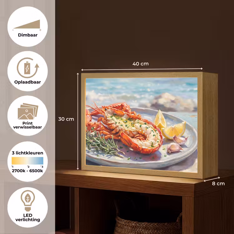 Eten - Zee - Kust - Modern - Blauw Light Box met batterij (Wandlamp) middel -USP_websiteoverzichtNL
