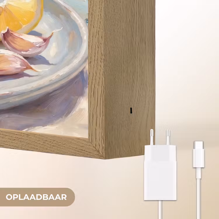 Eten - Zee - Kust - Modern - Blauw Light Box met batterij (Wandlamp) middel -USP_websiteoplaadbaarNL