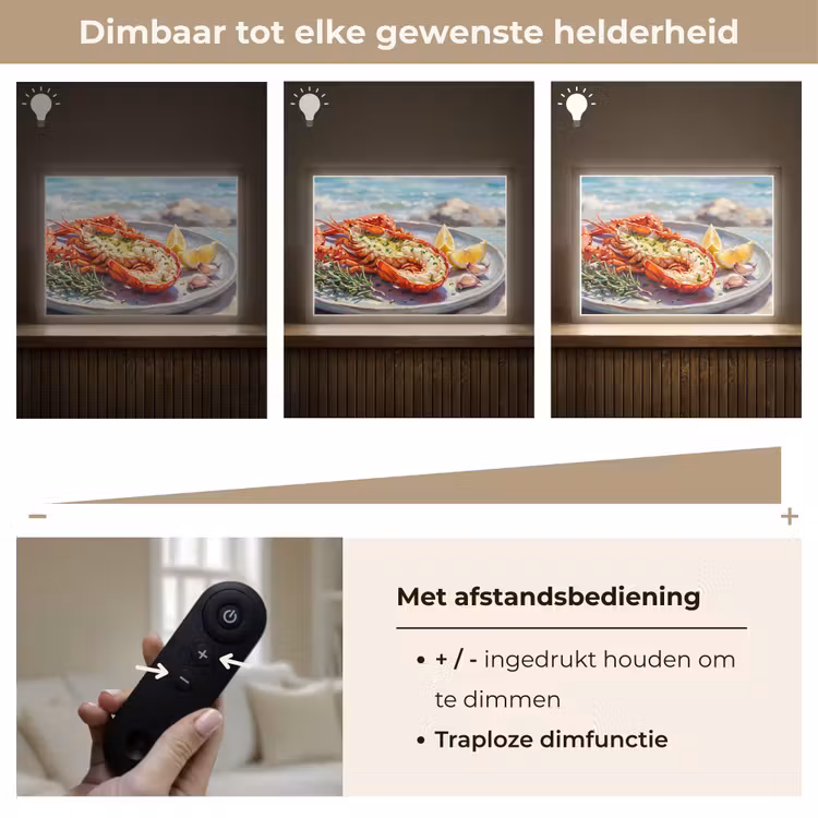 Eten - Zee - Kust - Modern - Blauw Light Box met batterij (Wandlamp) middel -USP_dimbaarNL