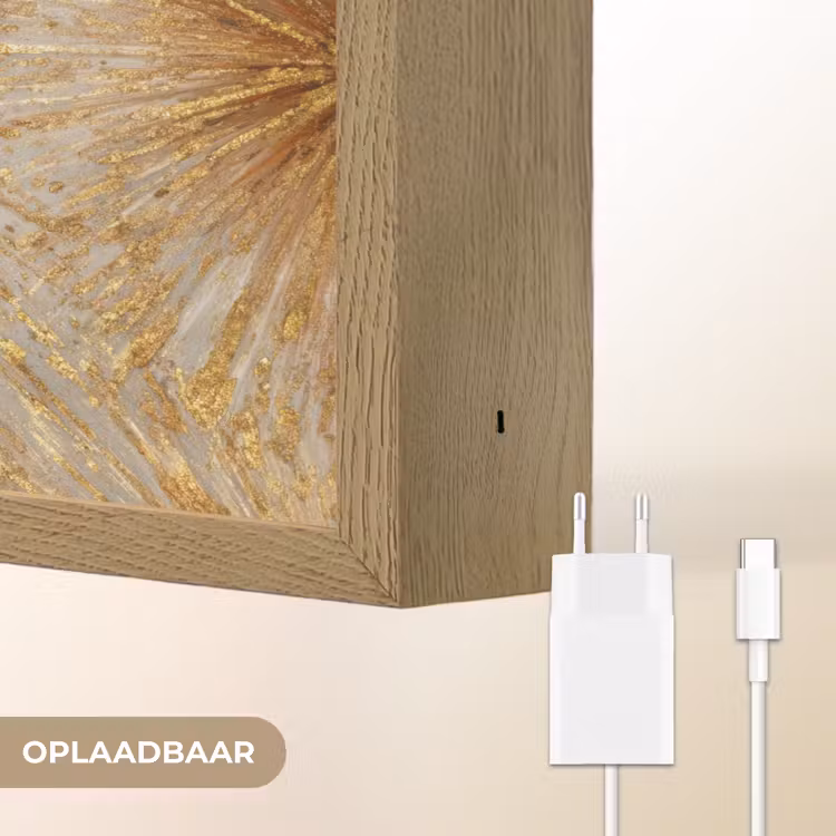 Explosie - Abstract - Goud - Wit Light Box met batterij (Wandlamp) middel 907 -USP_websiteoplaadbaarNL