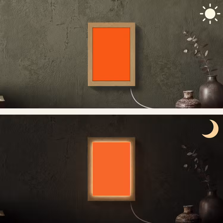 Fiery - Tangerine - Oranje Light Box met kabel (Wandlamp) klein 929 -sfeer3