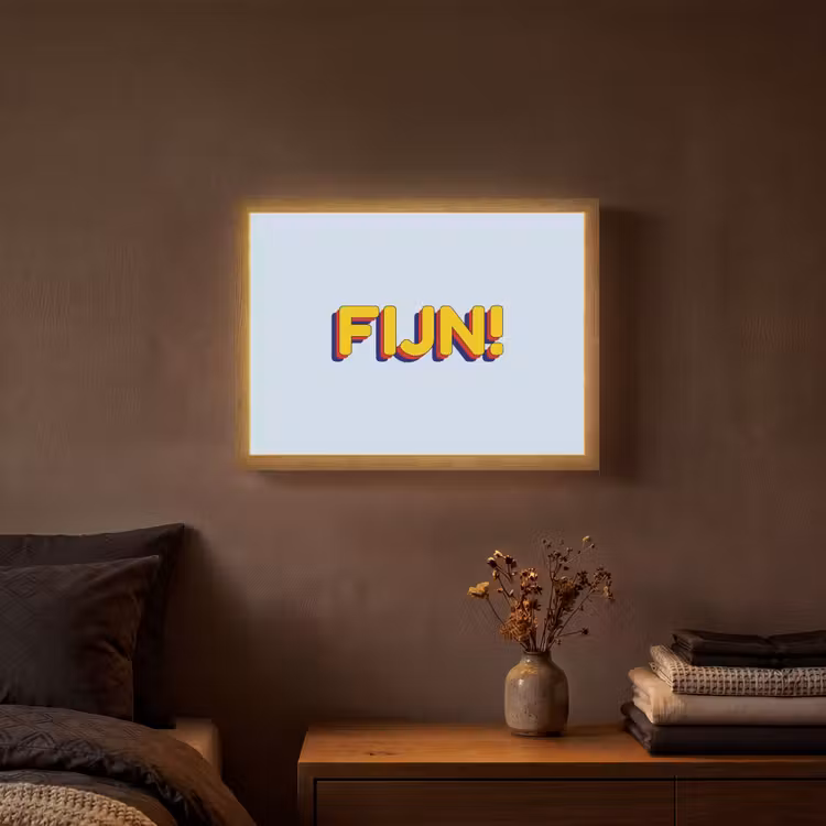 Fijn - Geel - Oranje Light Box met batterij (Wandlamp) middel -sfeer4