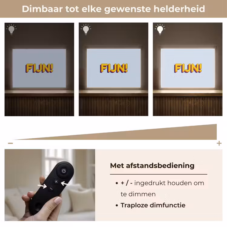 Fijn - Geel - Oranje Light Box met batterij (Wandlamp) middel -USP_dimbaarNL