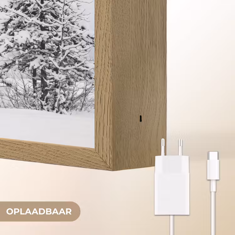 Fijnsparren - Sneeuw - Winter - Landschap - Stilte Light Box met batterij (Wandlamp) middel -USP_websiteoplaadbaarNL