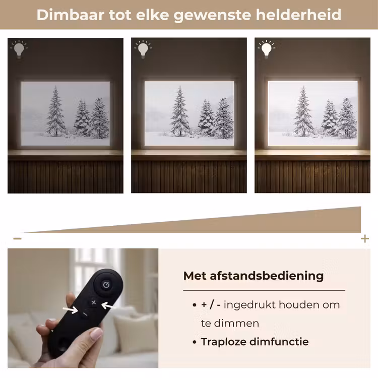 Fijnsparren - Sneeuw - Winter - Landschap - Stilte Light Box met batterij (Wandlamp) middel -USP_dimbaarNL