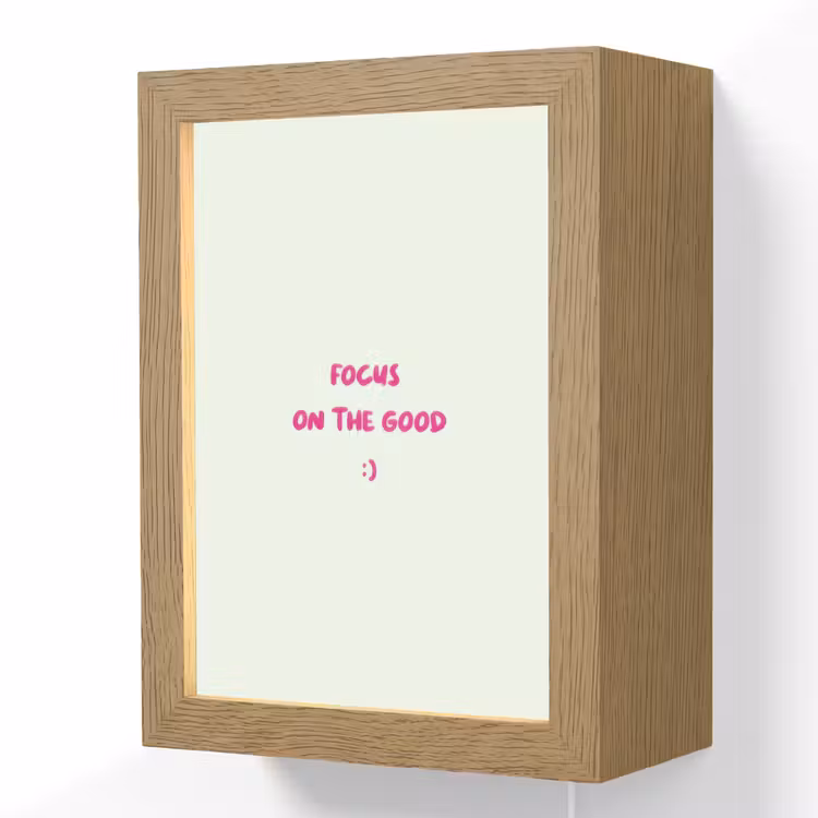 Focus - Beige - Roze - Smiley Light Box met kabel (Wandlamp) klein -3d