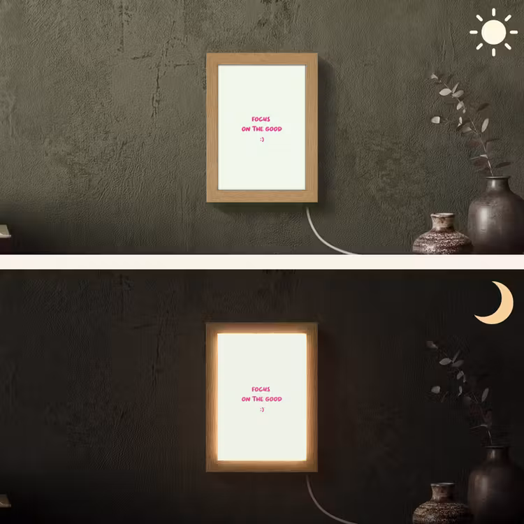 Focus - Beige - Roze - Smiley Light Box met kabel (Wandlamp) klein -sfeer3