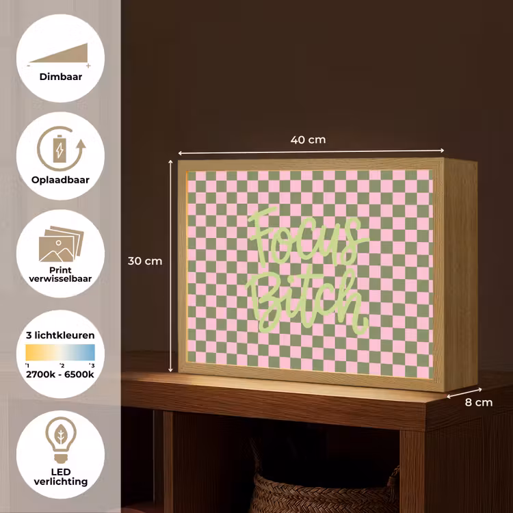 Focus - Vakken - Roze Light Box met batterij (Wandlamp) middel -USP_websiteoverzichtNL