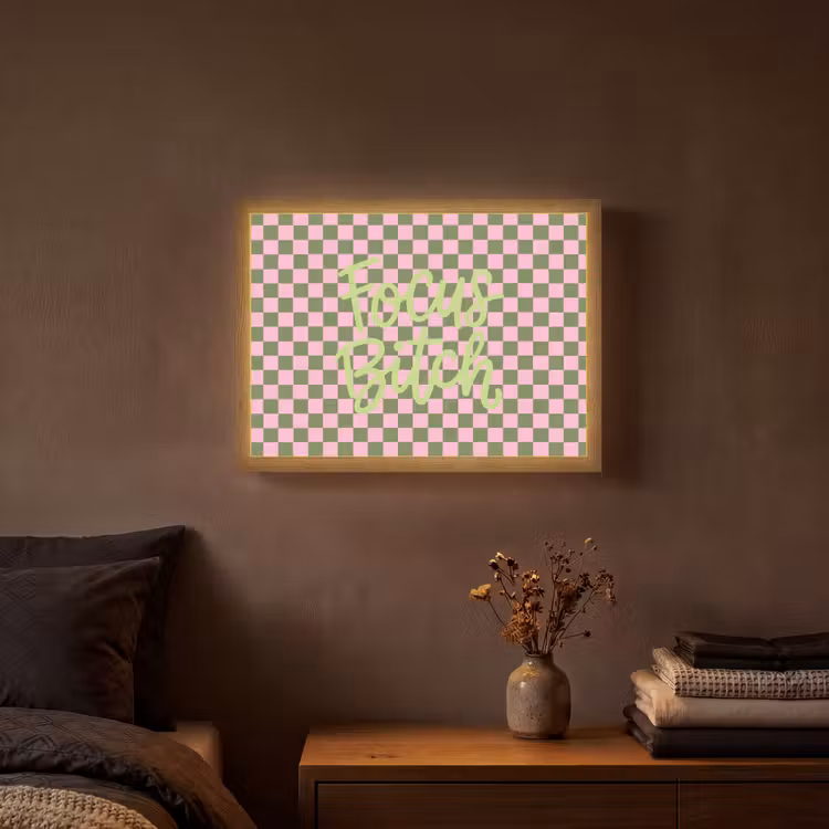 Focus - Vakken - Roze Light Box met batterij (Wandlamp) middel -sfeer4