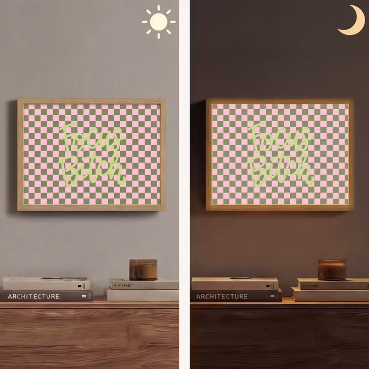 Focus - Vakken - Roze Light Box met batterij (Wandlamp) middel -sfeer3