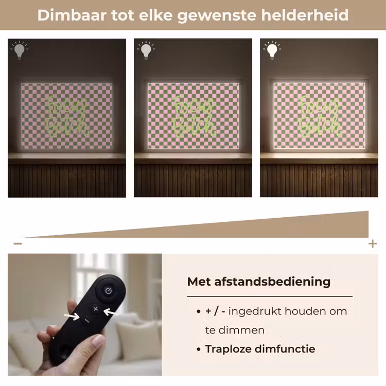 Focus - Vakken - Roze Light Box met batterij (Wandlamp) middel -USP_dimbaarNL