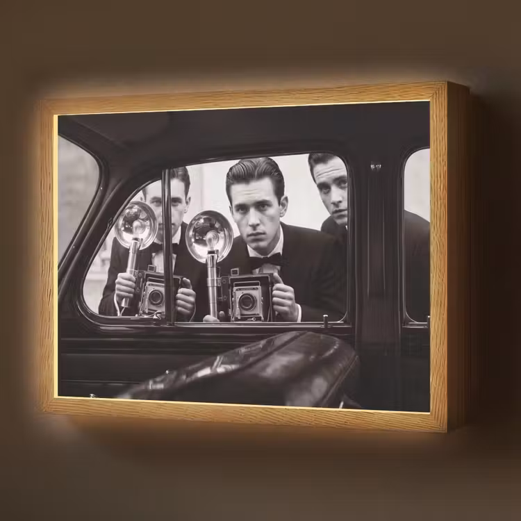 Fotograaf - Camera - Vintage - Journalistiek - Zwart-wit Light Box met batterij (Wandlamp) middel -z3d_website