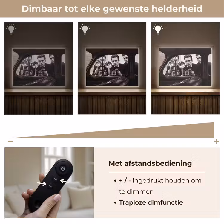 Fotograaf - Camera - Vintage - Journalistiek - Zwart-wit Light Box met batterij (Wandlamp) middel -USP_dimbaarNL