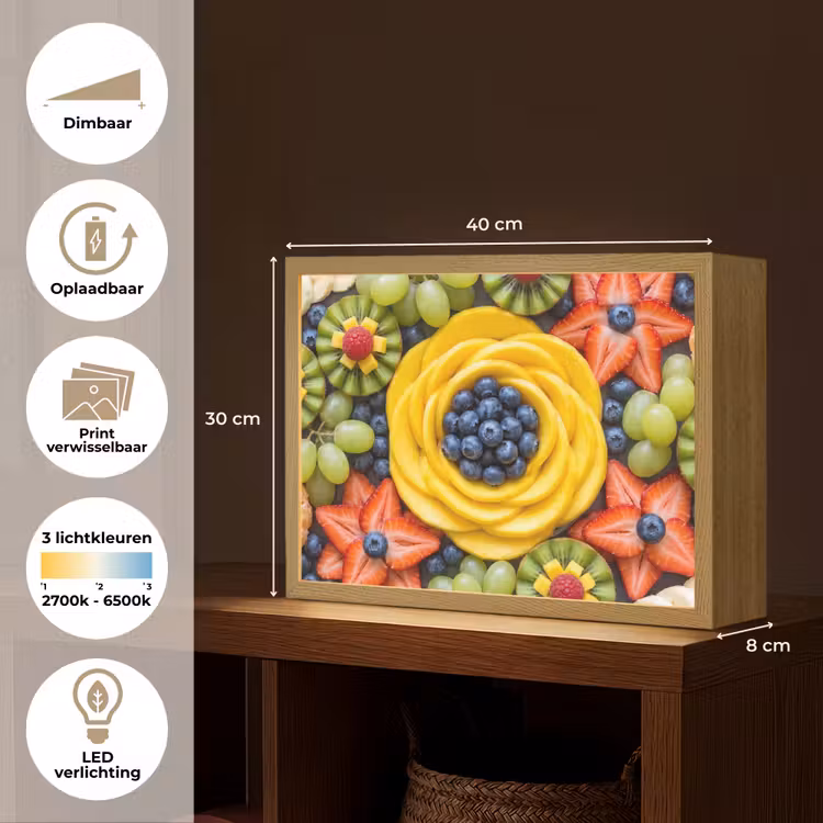 Fruit - Arrangement - Gezond - Kleurrijk - Eten Light Box met batterij (Wandlamp) middel -USP_websiteoverzichtNL