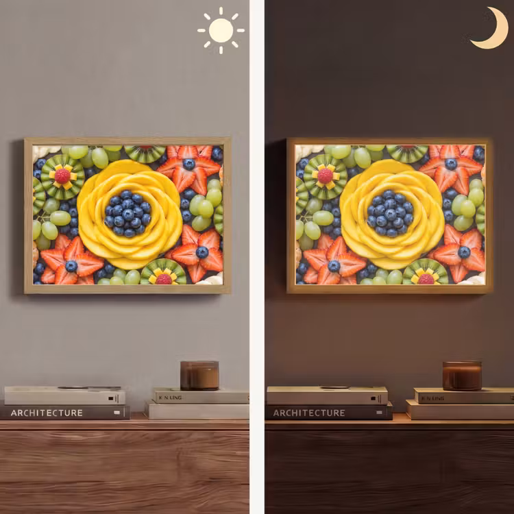 Fruit - Arrangement - Gezond - Kleurrijk - Eten Light Box met batterij (Wandlamp) middel -sfeer3