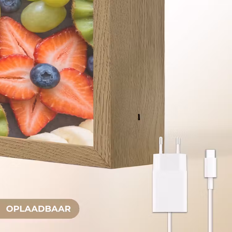 Fruit - Arrangement - Gezond - Kleurrijk - Eten Light Box met batterij (Wandlamp) middel -USP_websiteoplaadbaarNL