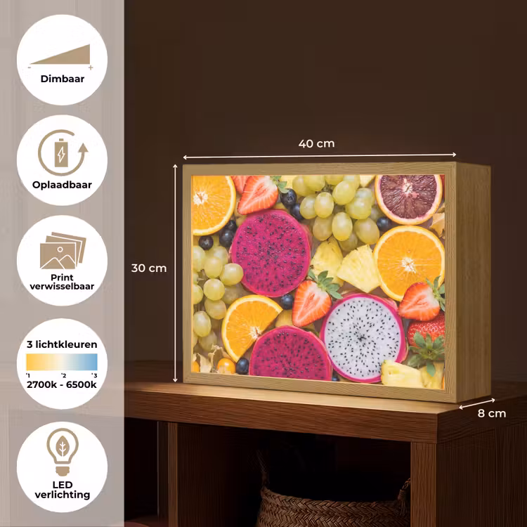 Fruit - Assortiment - Kleurrijk - Gezondheid Light Box met batterij (Wandlamp) middel -USP_websiteoverzichtNL