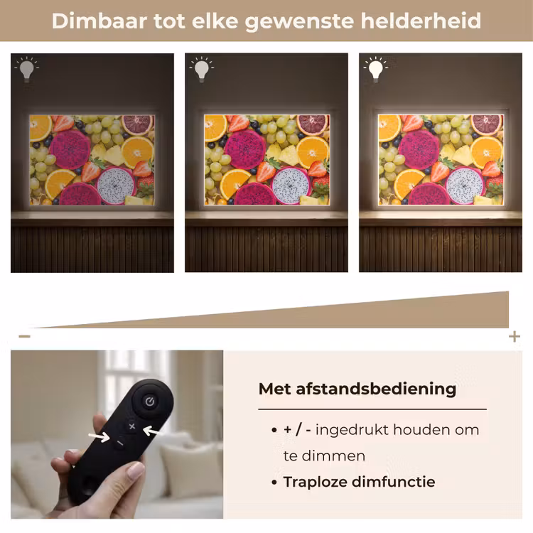 Fruit - Assortiment - Kleurrijk - Gezondheid Light Box met batterij (Wandlamp) middel -USP_dimbaarNL