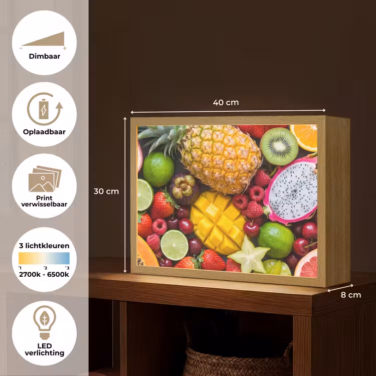 Fruit - Assortiment - Vers - Gezond - Kleurrijk Light Box met batterij (Wandlamp) middel -USP_websiteoverzichtNL