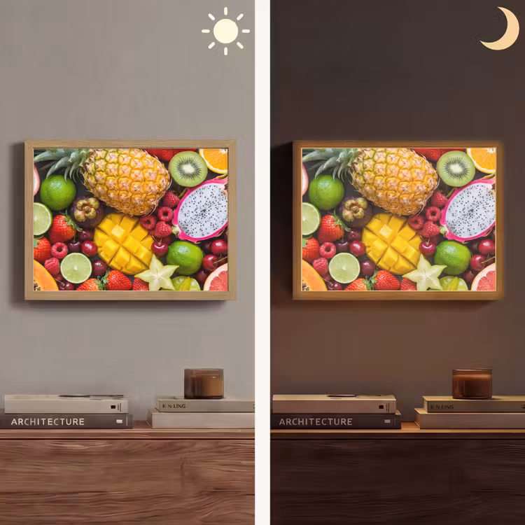 Fruit - Assortiment - Vers - Gezond - Kleurrijk Light Box met batterij (Wandlamp) middel -sfeer3