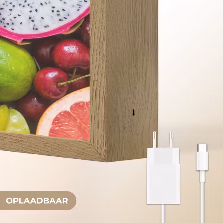 Fruit - Assortiment - Vers - Gezond - Kleurrijk Light Box met batterij (Wandlamp) middel -USP_websiteoplaadbaarNL