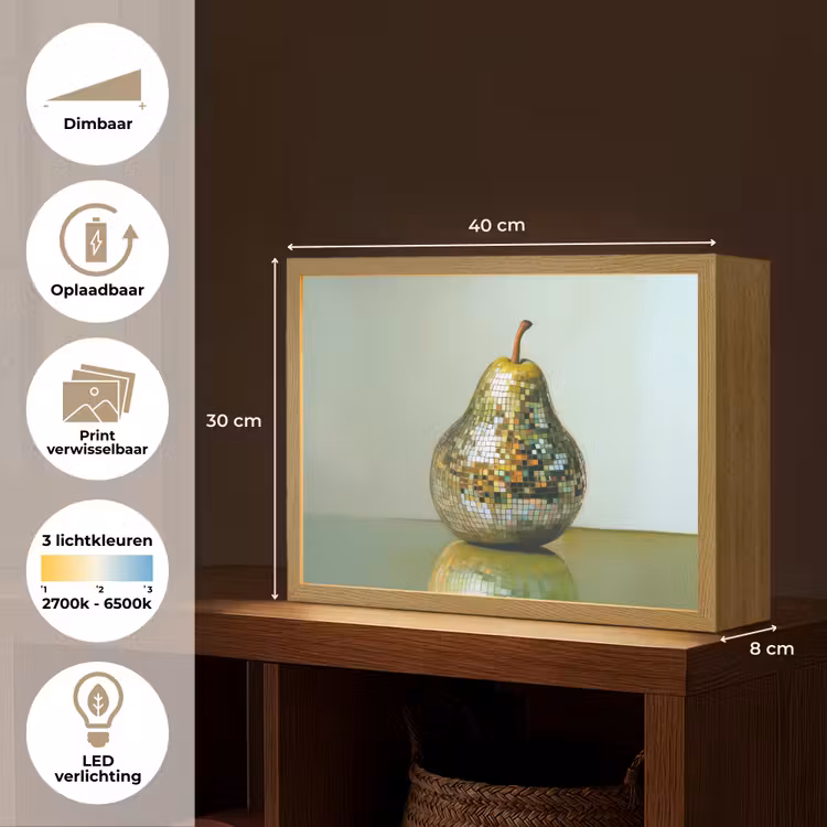 Fruit - Disco - Art - Glitter Light Box met batterij (Wandlamp) middel -USP_websiteoverzichtNL