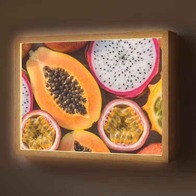 Fruit - Geopend - Tropisch - Eten - Kleurrijk Light Box met batterij (Wandlamp) middel -z3d_website