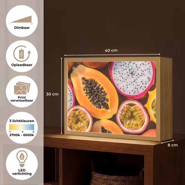 Fruit - Geopend - Tropisch - Eten - Kleurrijk Light Box met batterij (Wandlamp) middel -USP_websiteoverzichtNL