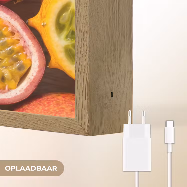 Fruit - Geopend - Tropisch - Eten - Kleurrijk Light Box met batterij (Wandlamp) middel -USP_websiteoplaadbaarNL