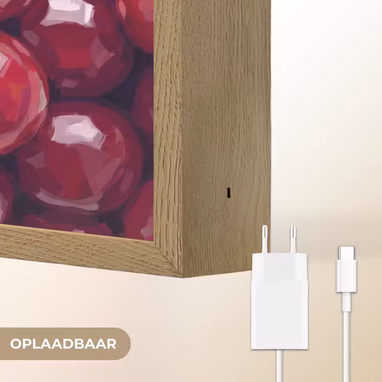 Fruit - Kersen - Eten - Modern - Rood Light Box met batterij (Wandlamp) middel -USP_websiteoplaadbaarNL