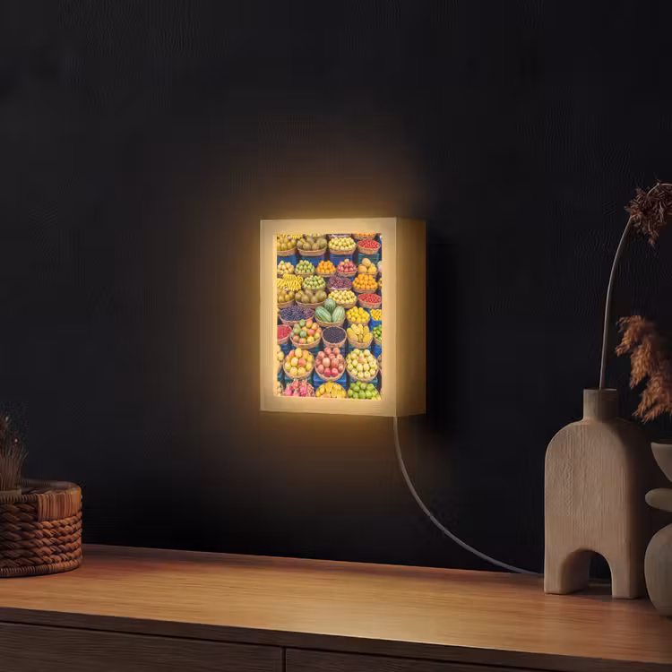 Lightbox - Wandlamp - Fruit - Markt - Kleurrijk - Fruit - Markt - Kleurrijk Light Box met kabel (Wandlamp) klein