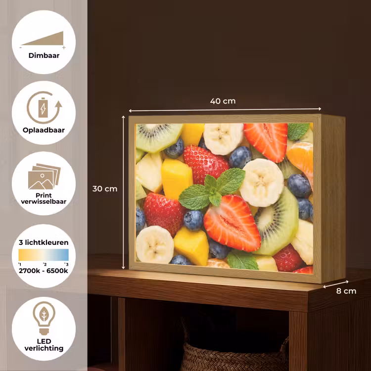 Fruit - Plakjes - Eten - Kleurrijk Light Box met batterij (Wandlamp) middel -USP_websiteoverzichtNL