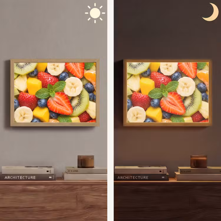 Fruit - Plakjes - Eten - Kleurrijk Light Box met batterij (Wandlamp) middel -sfeer3