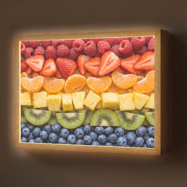Fruit - Regenboog - Gezond - Kleurrijk Light Box met batterij (Wandlamp) middel -z3d_website