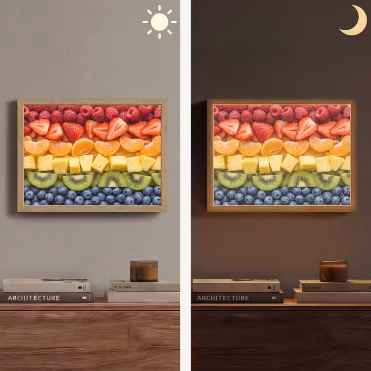 Fruit - Regenboog - Gezond - Kleurrijk Light Box met batterij (Wandlamp) middel -sfeer3