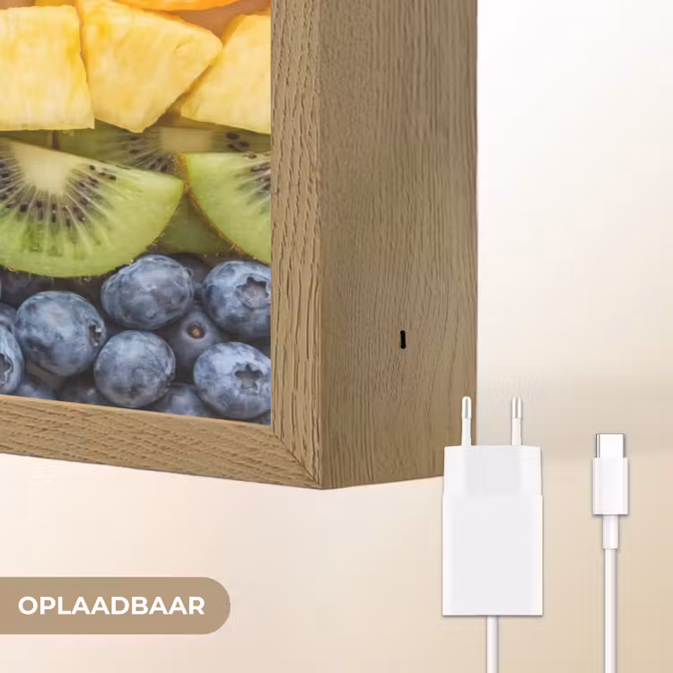 Fruit - Regenboog - Gezond - Kleurrijk Light Box met batterij (Wandlamp) middel -USP_websiteoplaadbaarNL