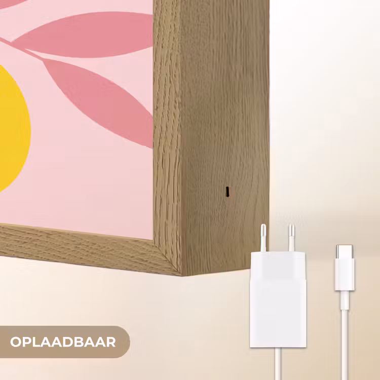 Fruit - Tak - Natuur - Abstract - Roze Light Box met batterij (Wandlamp) middel -USP_websiteoplaadbaarNL